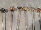 Silver Tone Cocktail Forks With Gem Stone Tops Lot Of 6 — photo 3