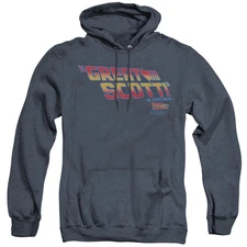 Back To The Future Great Scott Mens Heather Hoodie Navy Officially Licensed