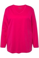 Plus Size Shirt Damen Ulla Popken V-Ausschnitt Langarm Magentapink 58
