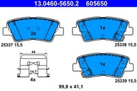1X ATE 13.0460-5650.2 Bremsbelagsatz Scheibenbremse FüR KIA Hyundai Ssangyong