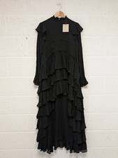 Allsaints Cavarly Long Sleeve Maxi Dress Black Tiered Ruffle UK 10 New
