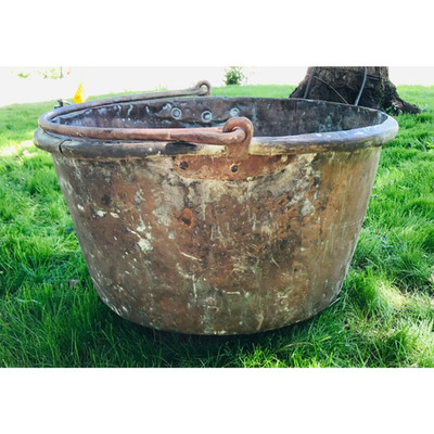 Antique Copper Cauldron Apple Butter Kettle Candy Pot XL Hand Hammered ...