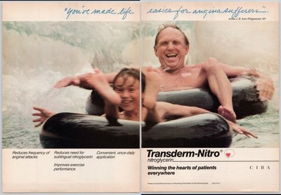 Transderm Nitro CIBA Angina Relief Ridgewood NY Patch 1987 Vintage Print Ad