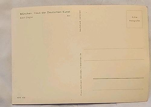Tarjetas de cadera de arte erótico alemán de la Casa de Munich # 406 Adolf Zeigler arte niña desnuda - Imagen 2 de 3