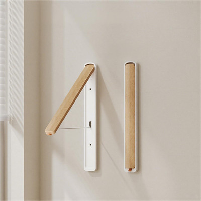 Retractable Wall Mounted Drying Rack - Foldable Clothes Hanger in Walnut or Oak