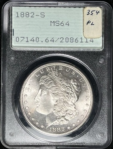 PCGS Rattler 1882 S $1 Morgan MS64~Scarce, Early “2086114” Cert Number~ZB-34
