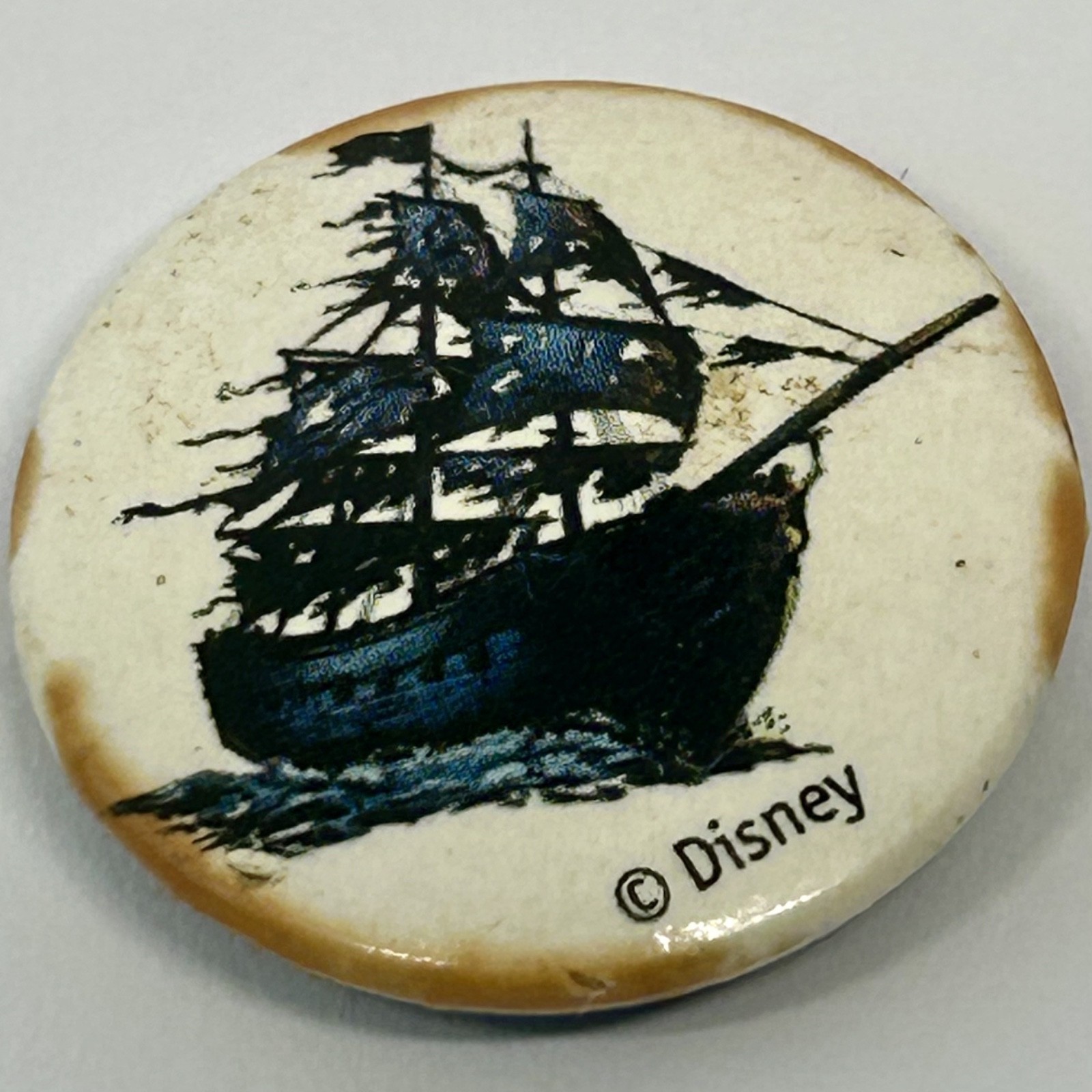 Official Disney Pirates of the Caribbean Black Pearl Ship Pin Badge c. 1960s/70s