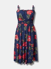 Torrid Hibiscus Print Challis Dress – Blue & Red – NWT New 3X