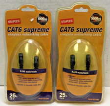 Staples CAT6 Supreme Snagless Networking Cable 25 ft  Pack of 2 