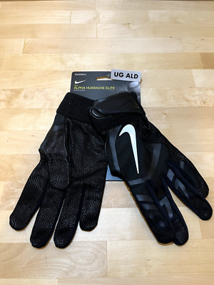Nike Alpha Huarache Elite Black Batting Gloves Size Adult Large