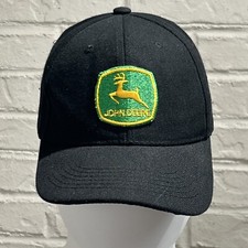 John Deere Baseball Cap with Embroidered Green Logo - Strapback Adjustable Black