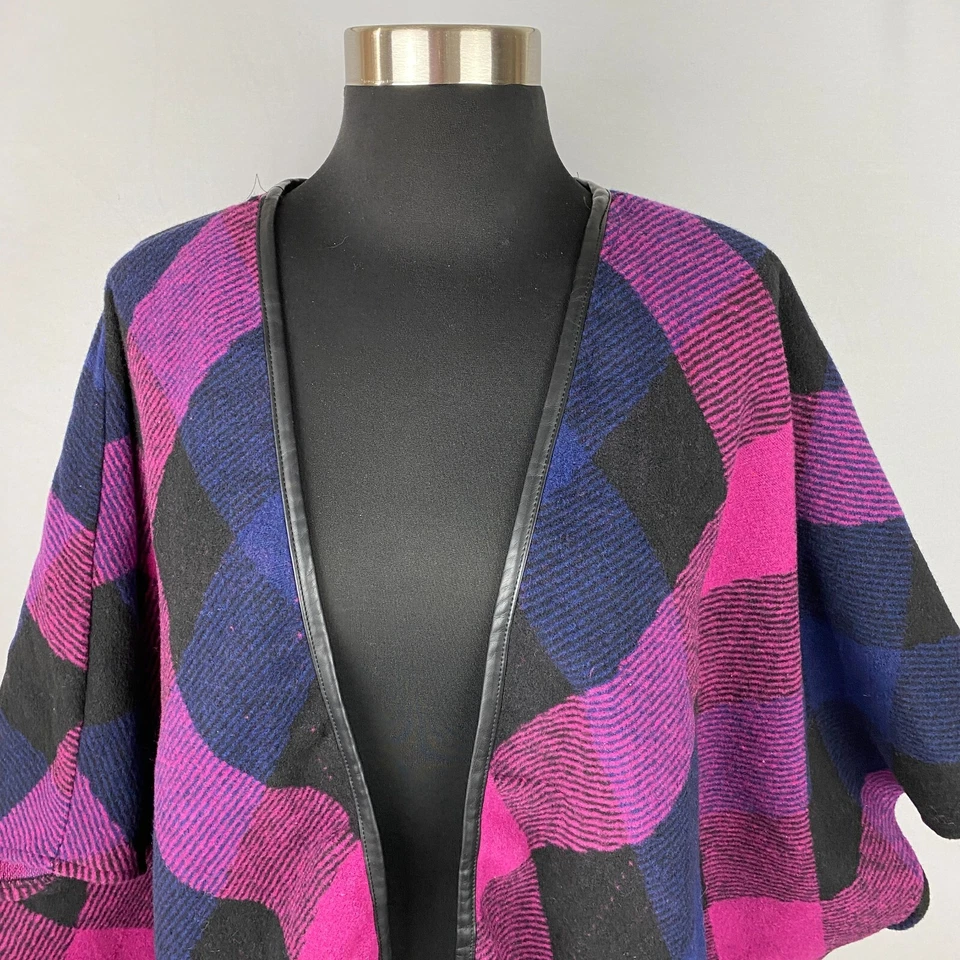 Maison Jules Cardigan Womens Beautiful Open Front Cape Plaid Attractive XXL - Image 4 of 4