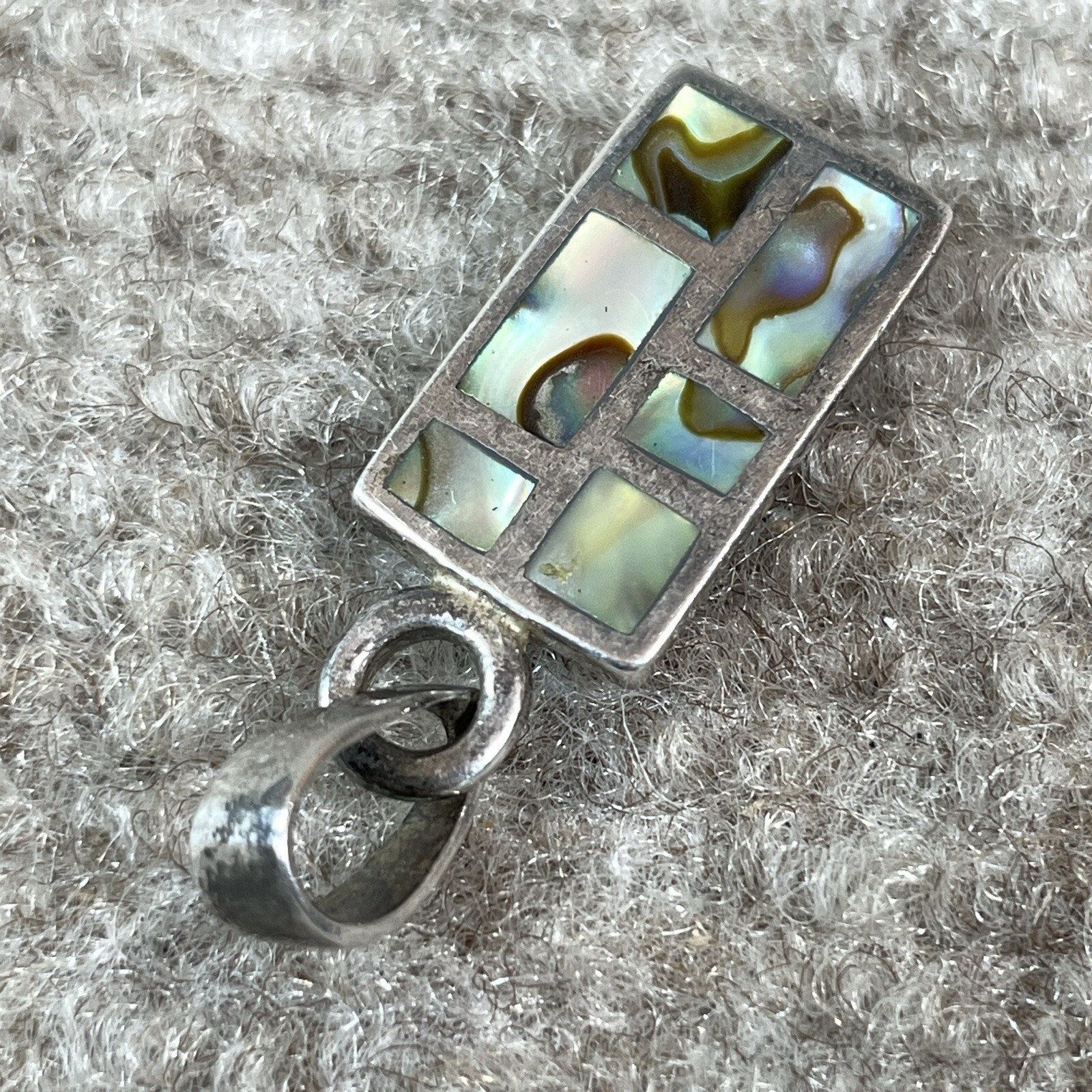 Sterling Silver 925 Rectangular Inlaid Abalone Sh… - image 4