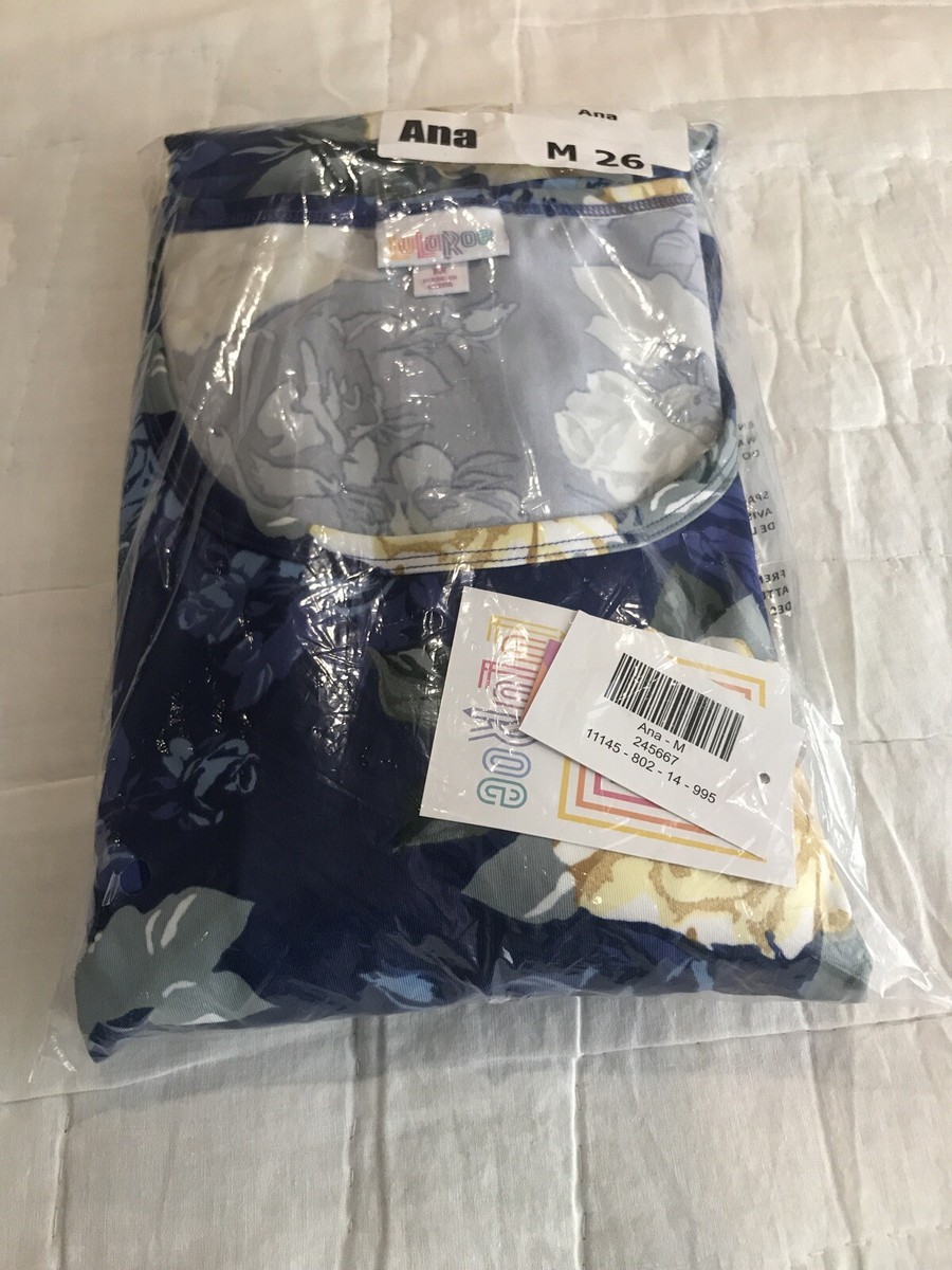 LuLaRoe Ana HTF Unicorn 🦄 Large Blush Roses 🌹 Blue Gold Long