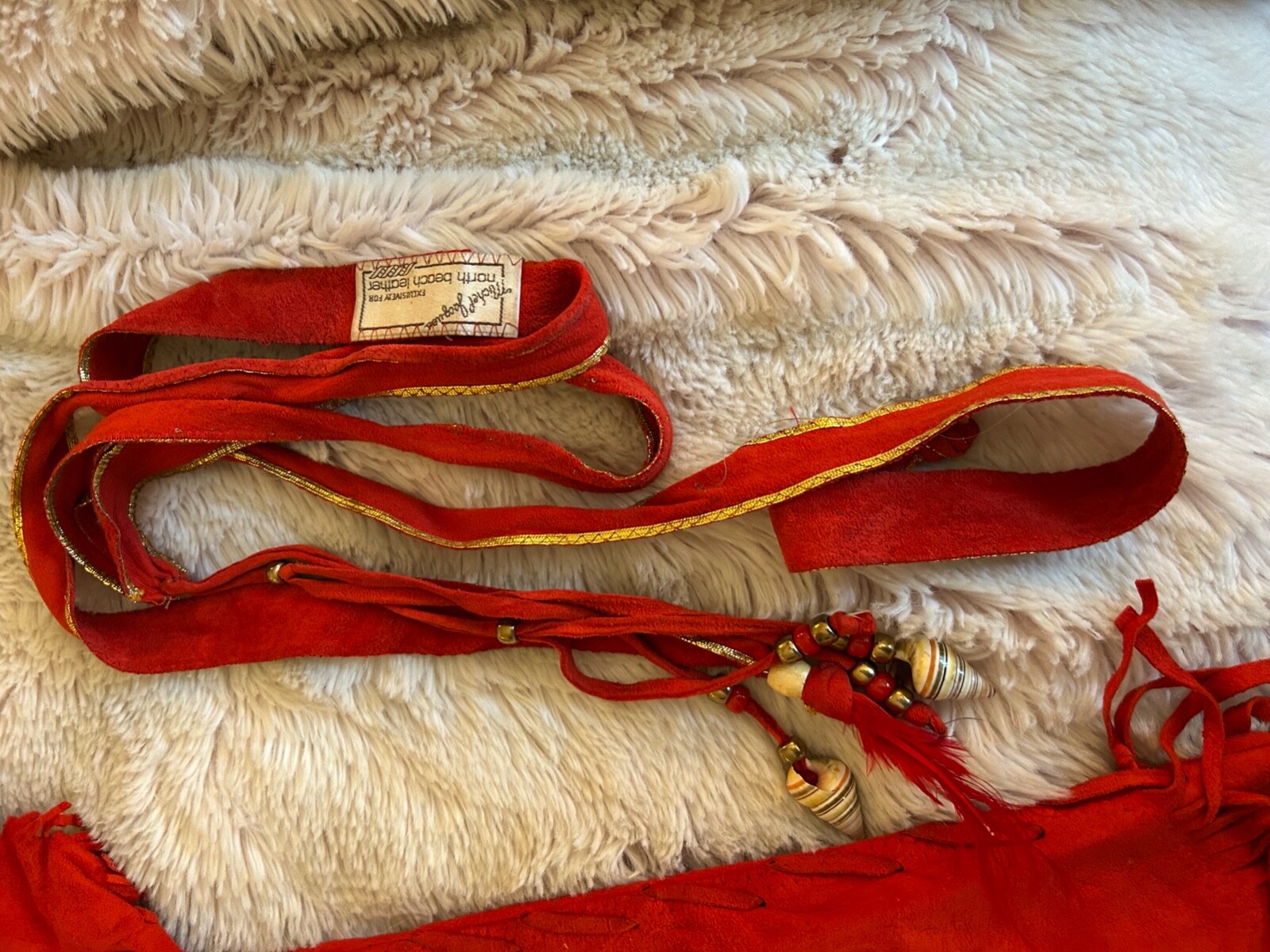 Vintage North Beach Leather Designed by Michael Jacques RED Fringe Dress Suede image 8