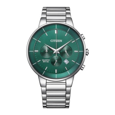 CITIZEN手巻き時計 Citizen AN8220-52X Quartz Chronograph Green Analog Stainless Steel