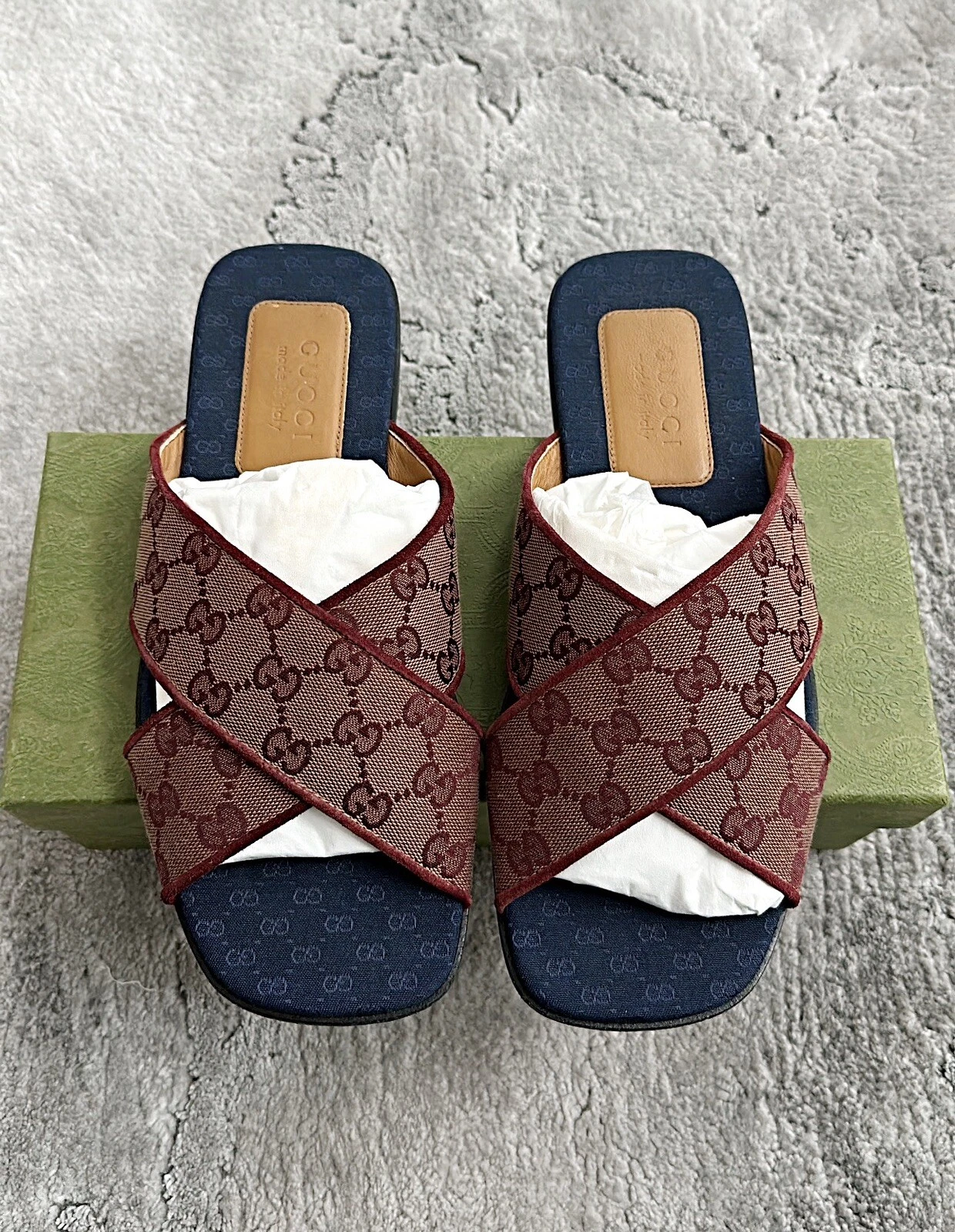 Authentique sandale/slide homme Gucci GG toile monogramme US10,5 EU44 GUCCI/UK10