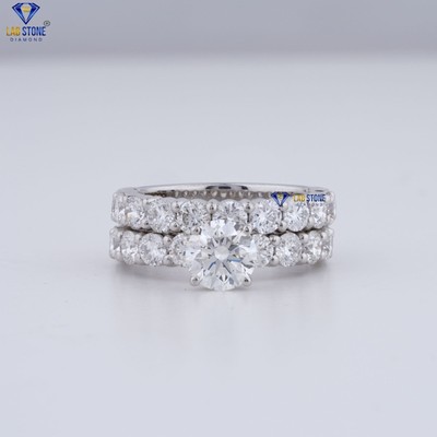 2.96 TDW Round Cut Labgrown Diamond Ring 925 silver by Labstone