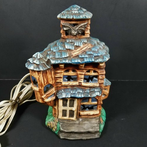 Vtg 1983 Ceramic Haunted House Lights Up Green Doc Holliday Bat Halloween Décor - 第 2/12 張圖片