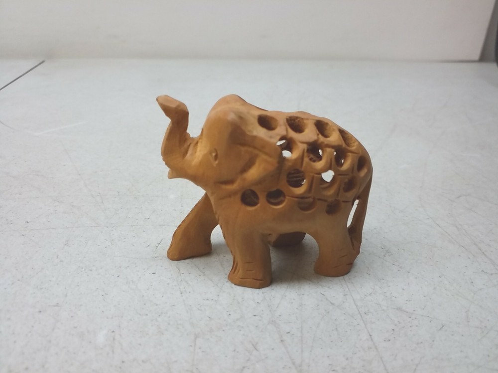 Wooden Hand Carved Pregnant Mother Elephant Beautiful Vintage Safari Collectible