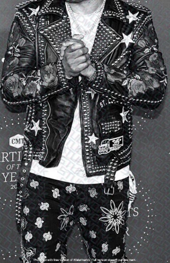 Black Silver Punky Handmade Long Spiked High Studded Leather Jacket - Image 2 of 3