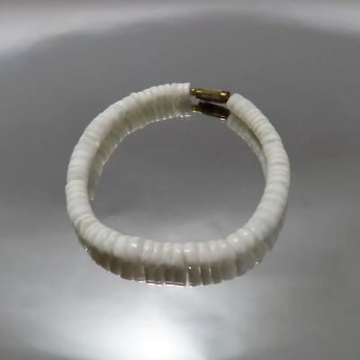 Vtg Puka Shell Bracelet White Sea Shell Surfer Girl Hawaiian Beach 7.75'' Y2K