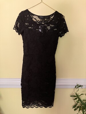NWT CHARLOTTE RUSSE Black Lace Overlay Dress Women's
