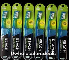 6 Reach Toothbrush Crystal Clean SOFT Bristles Toothbrushes BLUE Color
