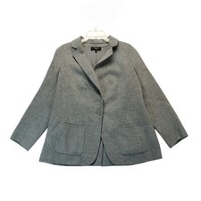 Talbots Blazer Womens 12W Gray 2 Button Jacket Wool Nylon Blend Business Casual