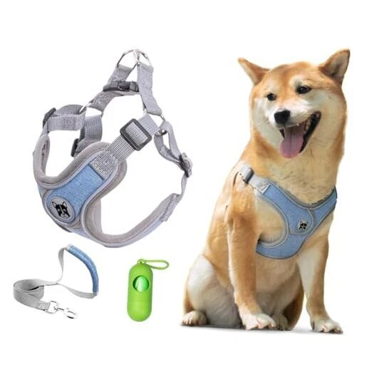 Dog Harness with Leash Set, No S (Neck 14.7-17.8'' Chest 17.0-21.7'') Blue Dog Harness with Leash Set, No S (Neck 14.7-17.8'' Chest 17.0-21.7'') Blue