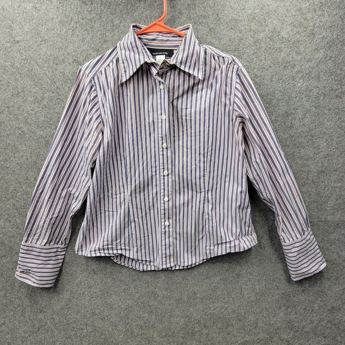 jones new york women's dress shirts Jones New York Signature Non-Iron Pink Striped Women's Dress Shirt S Long Sleeve