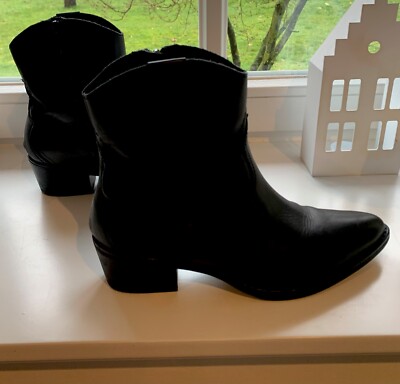 Tamaris Stiefeletten Cowboy Western-Boots  Schwarz Leder Gr.41, kaum getragen!