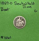 1857-O Seated Liberty Half Dime 5c Good Bent