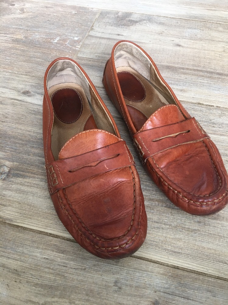 178.FRYE Mens 9.5 Leather Driving Moc 