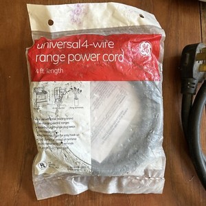 2 GE Universal 4 Wire Range Power Cord 4 Ft Long Free Shipping Never Used DIY $$