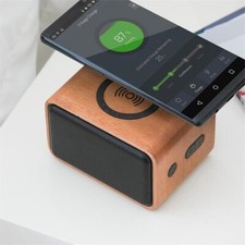 Mahogany Wood Crafted 2-in-1 Bluetooth Speaker  Wireless Charger