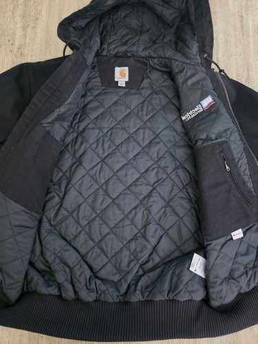 Carhartt Quilt Lined Active Jacket Black Sz Med Thinsulate Workwear Company Logo - Picture 9 of 13