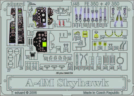 Eduard Accessories Fe350 - 1:48 A-4M Skyhawk FüR Hasegawa Bausatz - ÄTzsatz - Ne-image