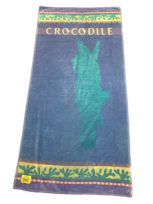 Vintage BANANA CLUB Beach Towel Crocodile Spellout  30''X60'' 100% Cotton Blue