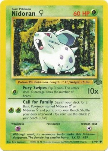 Pokemon Card - Jungle 57/64 - NIDORAN F (common) - NM