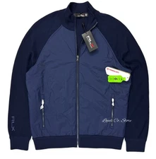 Ralph Lauren RLX Navy Blue Full Zip Hybrid Jacket Wool Polyester Mens SMALL
