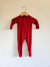 3-6m Kyte Red Snap Bamboo Footed Pajamas