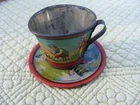 Vintage Ohio Art Tin Cup & Saucer Nursery Rhyme Characters Jack & Jill Saucer