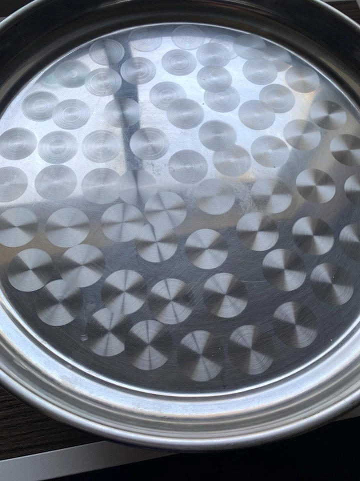 Round Tray with Swirl Pattern 16-Inch Stainless Steel Pre Owned - Image 2 of 4