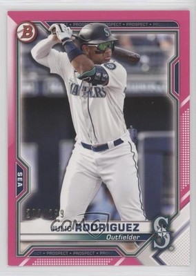 2021 Bowman Prospects Fuchsia Border 202/299 Julio Rodriguez #BP-86 13v4