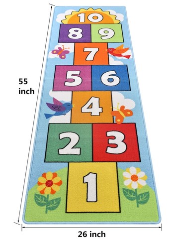 Hop and Count Hopscotch Rug, Kids Floor Play Area Rug Game Carpet Crawl Jump ... - Picture 5 of 7