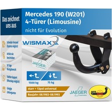 ANHÄNGERKUPPLUNG starr für Mercedes 190 W201 83-93 +13pol E-Satz ABE NEU