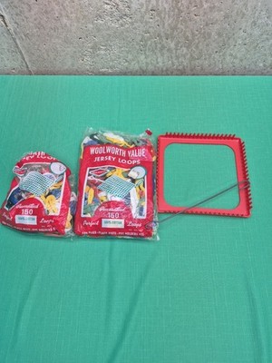 Pepperell Weaving Pot Holder Loops Metal Loom & Hook Set & Lot 200+ Jersey Loops