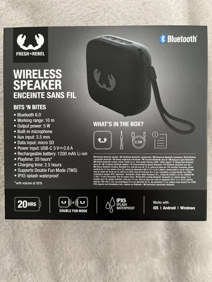 Fresh 'n Rebel Bluetooth Speaker Schwarz 5W IPX5 Mic AUX - Bild 3 von 4