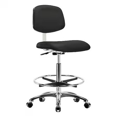 Clean Room Chair Ergonomic Chair, 25-3/4'' To 35-1/2'' Height, Vinyl, Black,